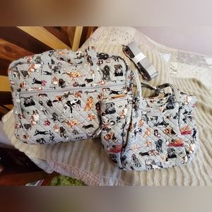 Vera Bradley "Dog Show" weekender and shoulder-purse tote